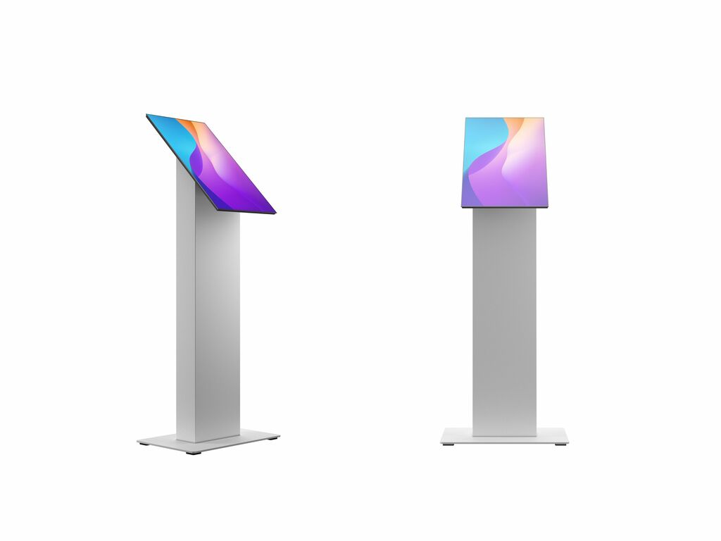 Totem interattivo da pavimento per registrazione pazienti e check-in autonomo